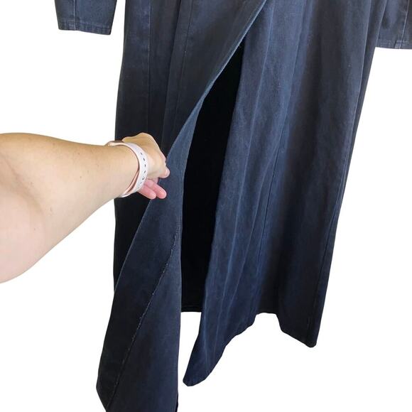 Red Balls On Fire Vtg Matrix Coat Trench Coat Mens Small Black Full Length - Picture 9 of 16